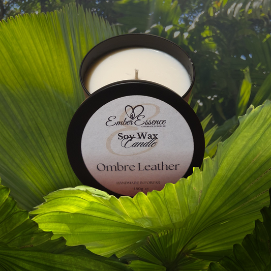 Ombre Leather Candle In A Tin